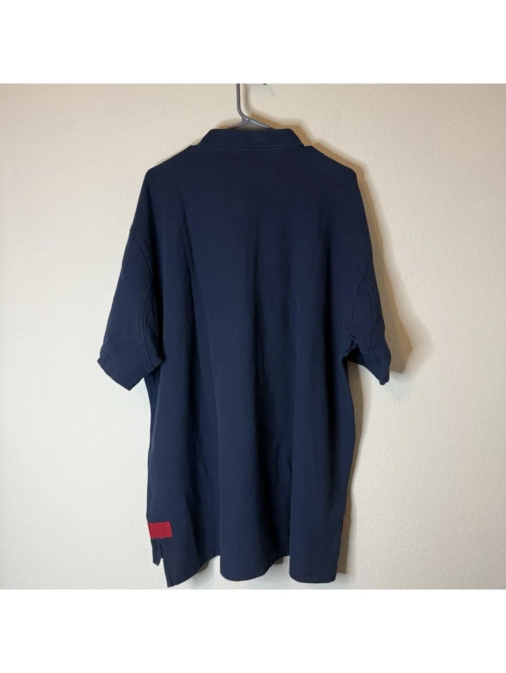 Orvis Men’s Polo Shirt Navy Blue American Flag Pocket 100% Cotton XXL